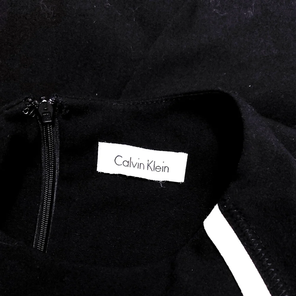 Calvin Klein EUC Black White Piping Sleeveless Sheath Dress Womens S/M - Picture 5 of 6